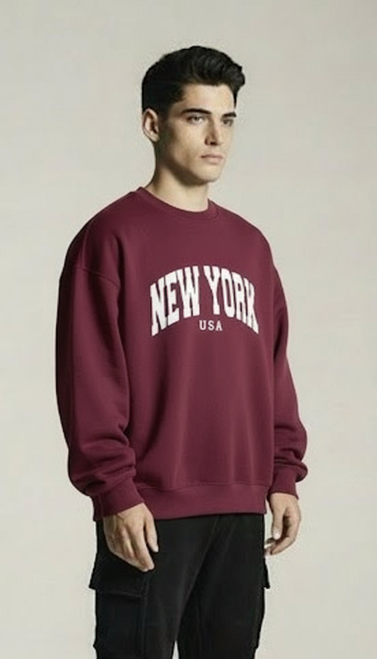 Classic Loose Fit Sweatshirt - Maroon