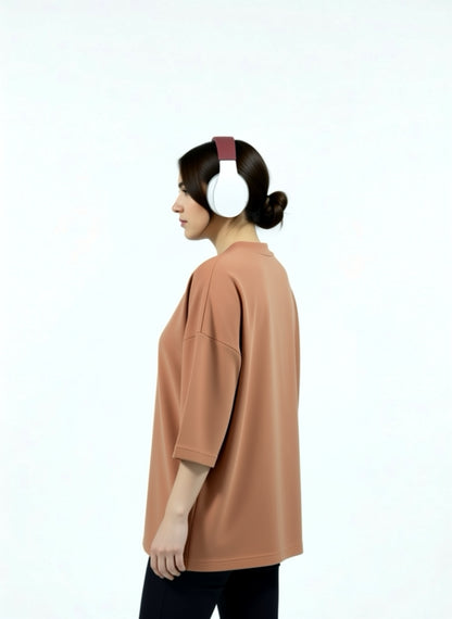 Maria B. Camel Brown Oversized Knitted Shirt