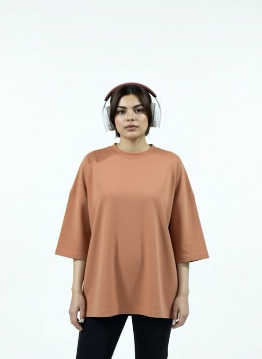 Maria B. Camel Brown Oversized Knitted Shirt