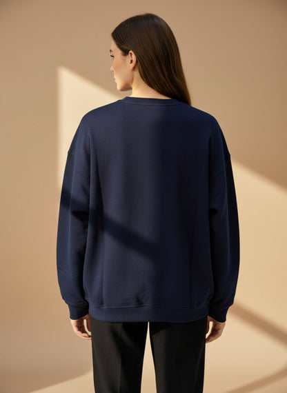 Oversized Fit Sweatshirt - Navy Blue