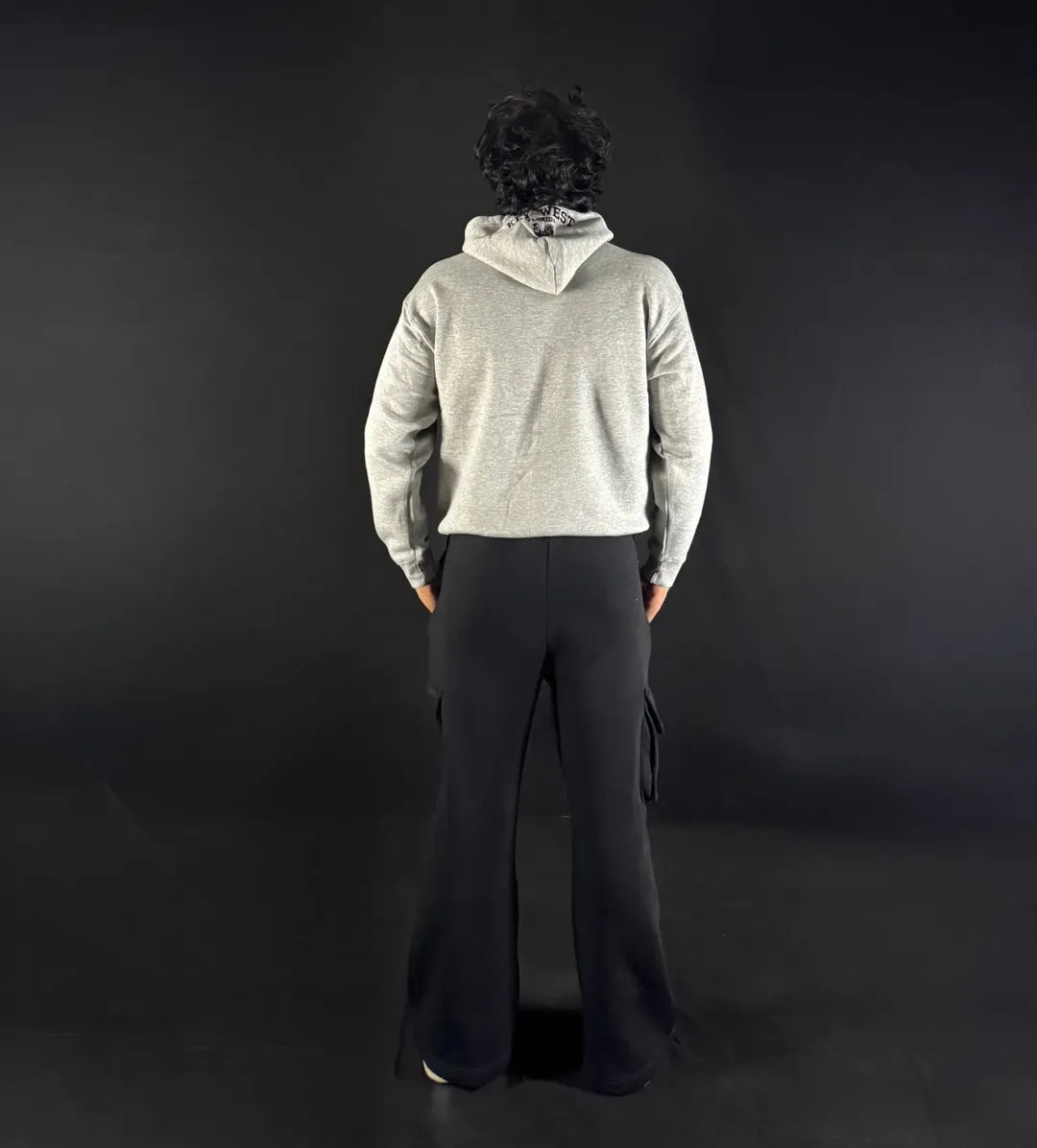 Loose Fit Hoodie - Grey Embellished -