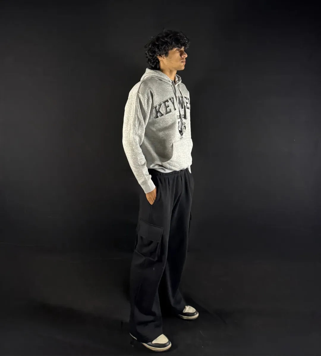 Loose Fit Hoodie - Grey Embellished -