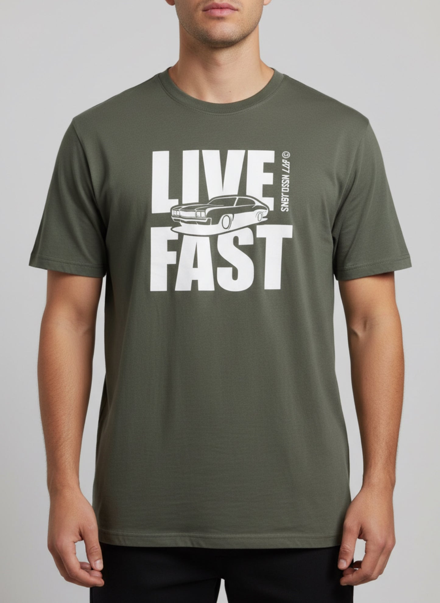 Live Fast - Loose Fit T Shirt - Army Green