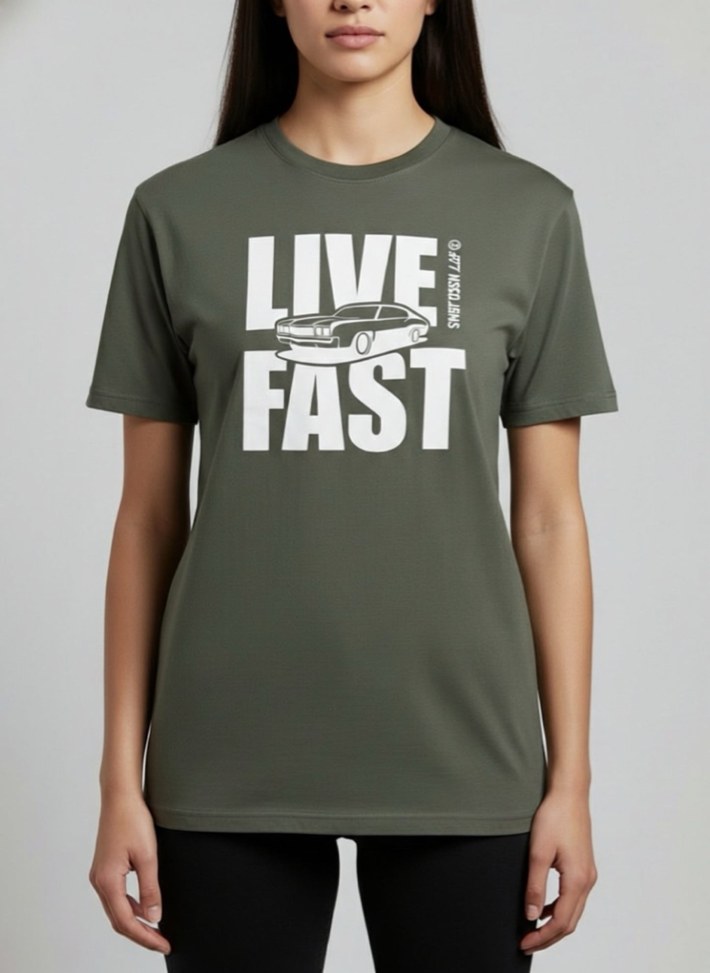 Live Fast - Loose Fit T Shirt - Army Green