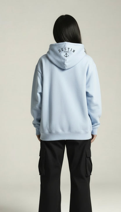 1+1 Loose Fit Hoodie - Iced Blue