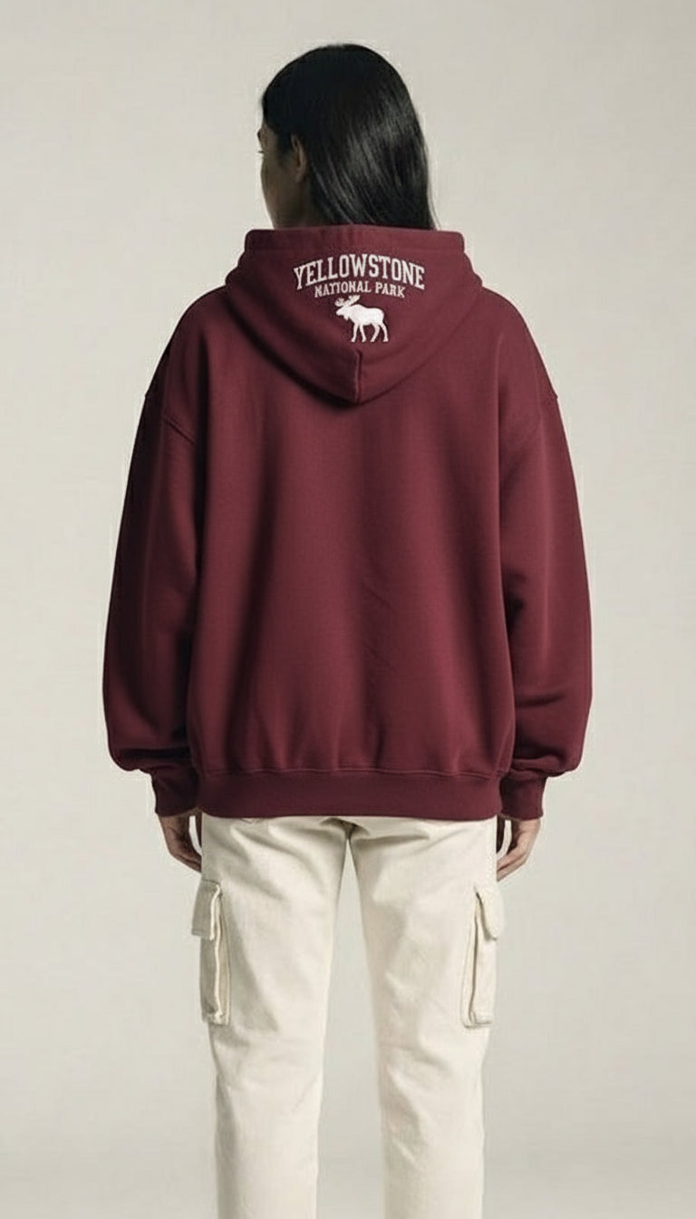 Classic Loose Fit Hoodie - Maroon
