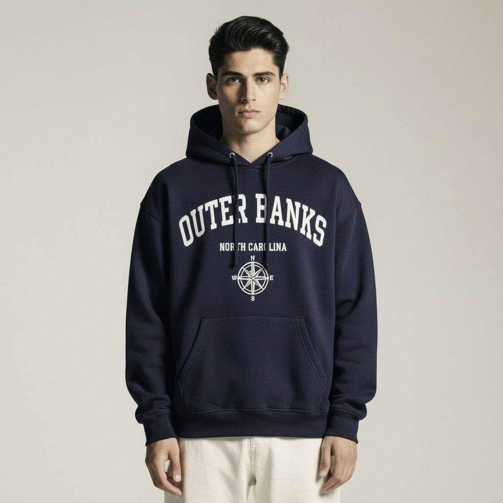 Classic Loose Fit Hoodie -Navy Blue