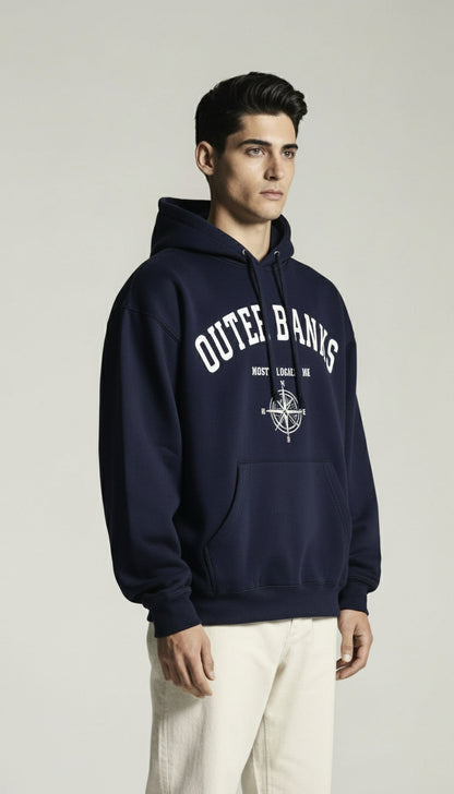 Classic Loose Fit Hoodie -Navy Blue