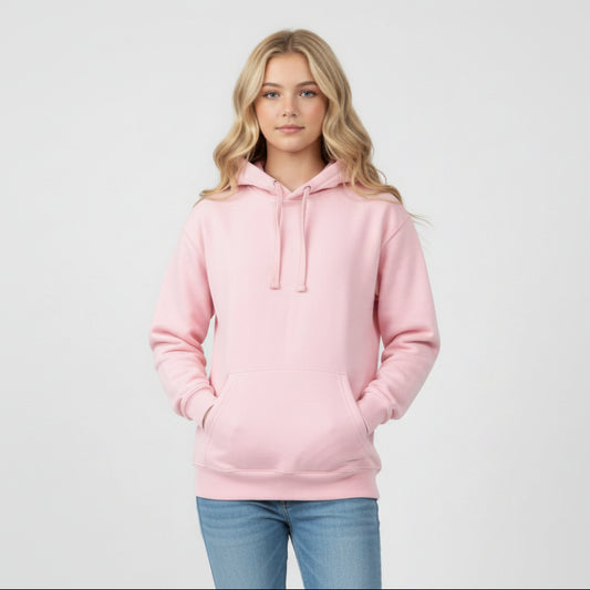 Plain Loose Fit Hoodie - Pink