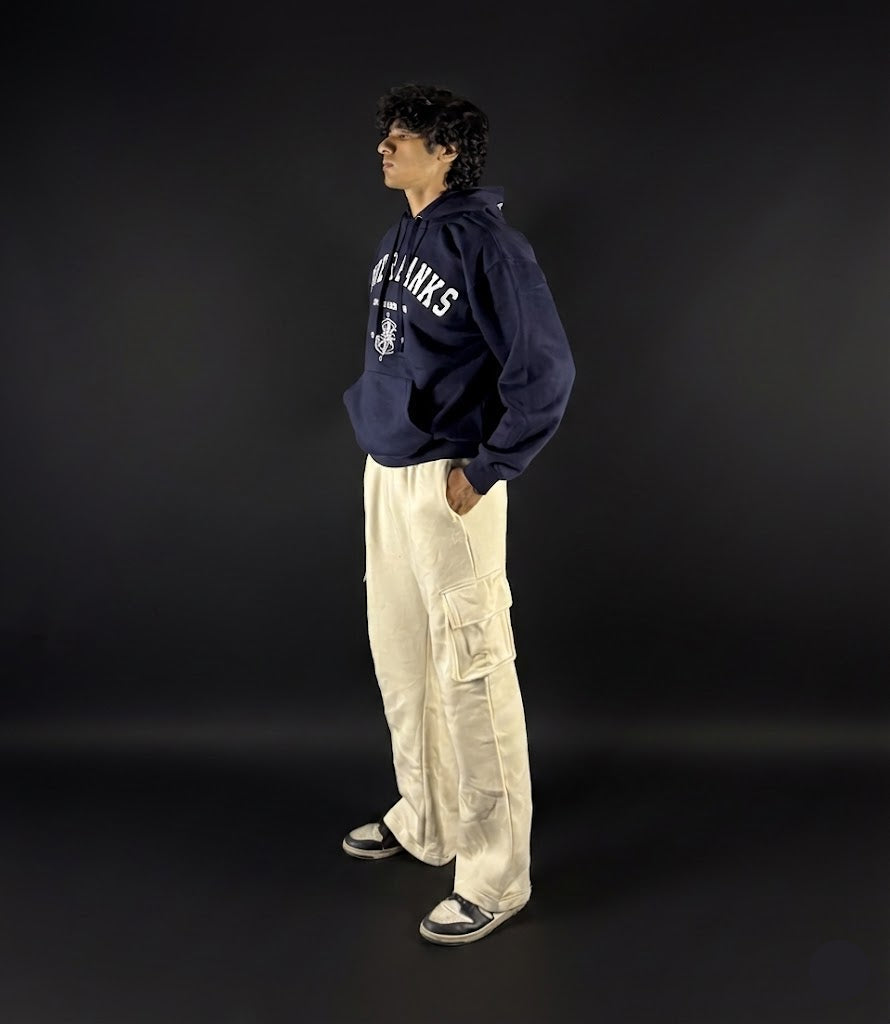 Classic Loose Fit Hoodie -Navy Blue