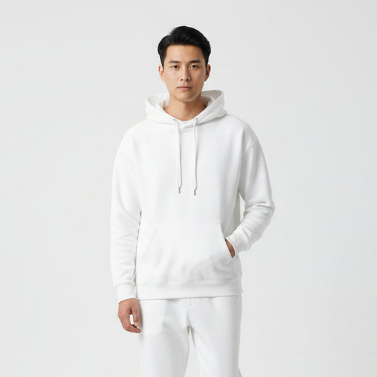 Plain Loose Fit Hoodie - White